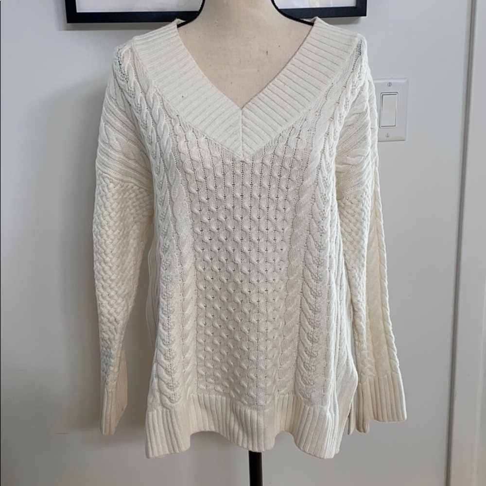 Marled Cream Cable-knit Sweater